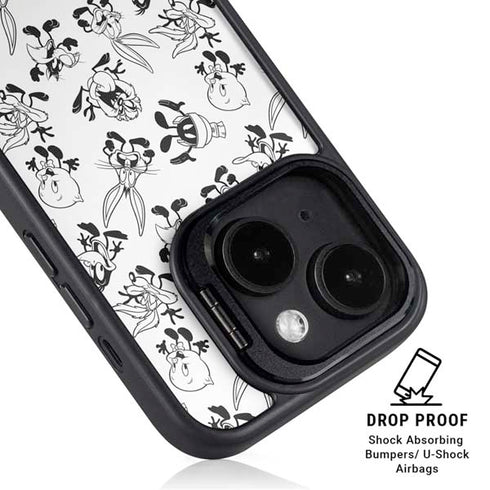 Looney Tunes Big Head Pattern iPhone 15 Kickstand Case